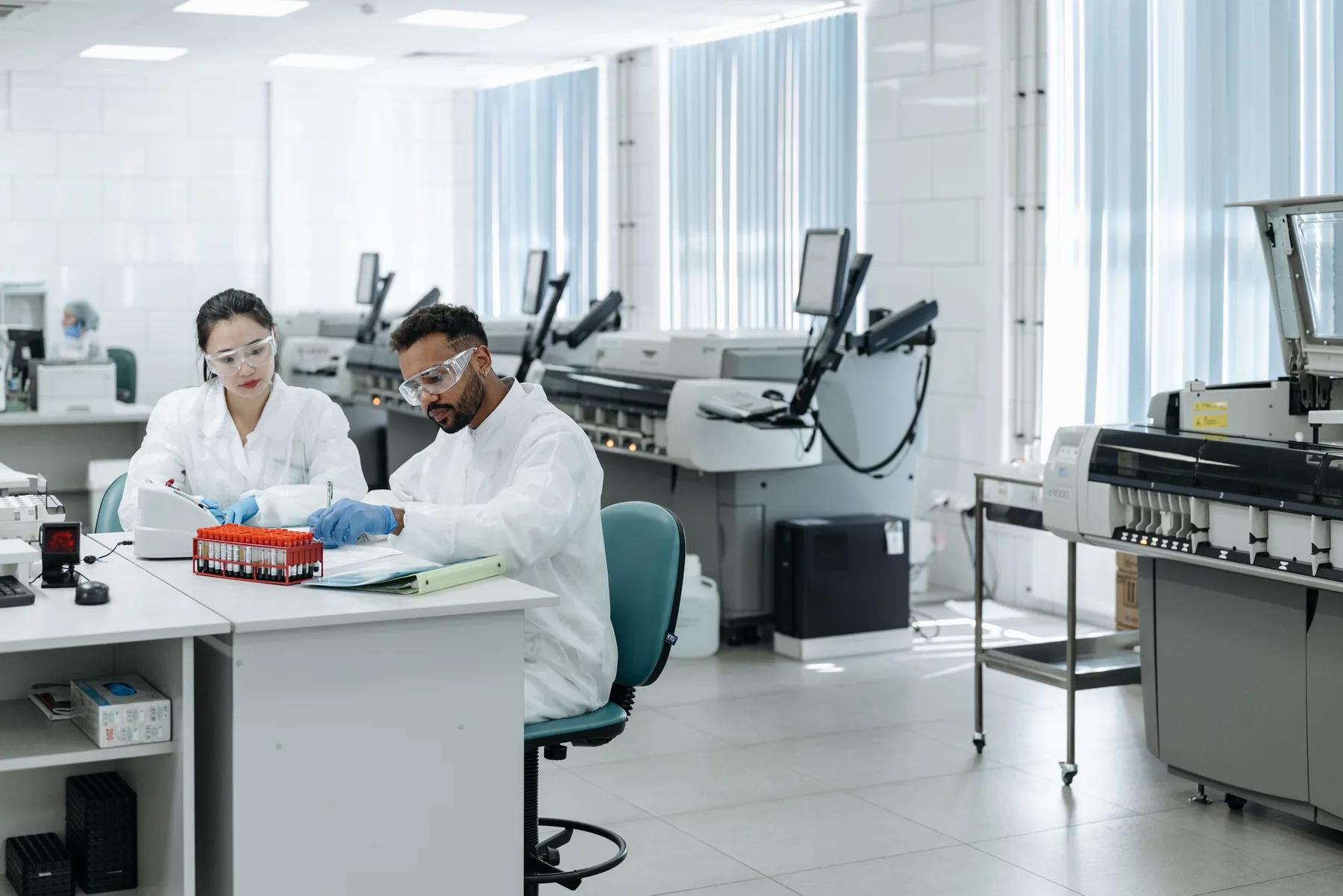 Medical researchers working together in a modern laboratory